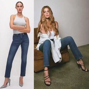 Good American Blue Straight Leg Jeans